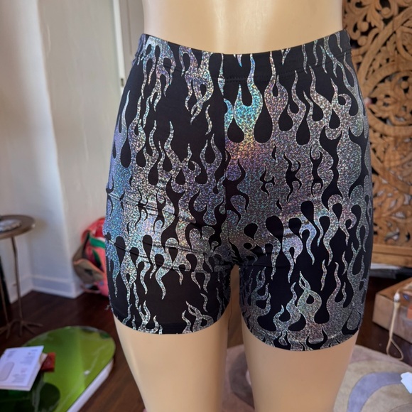 Shimmering Sparkly Flame Pattern Bike Shorts size S - Picture 1 of 6